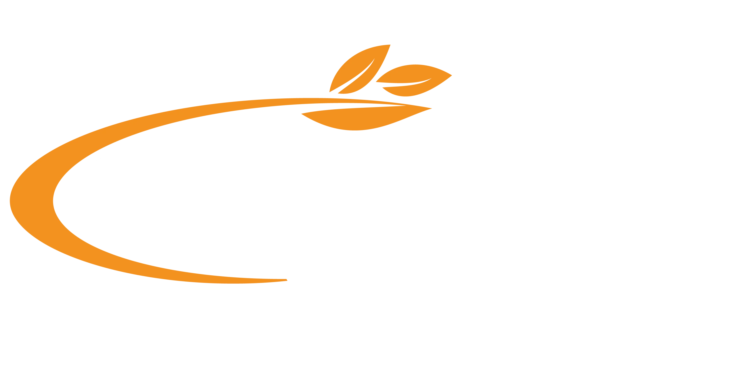 Thomas Fencing white logo version with stylised T and leaf swoosh